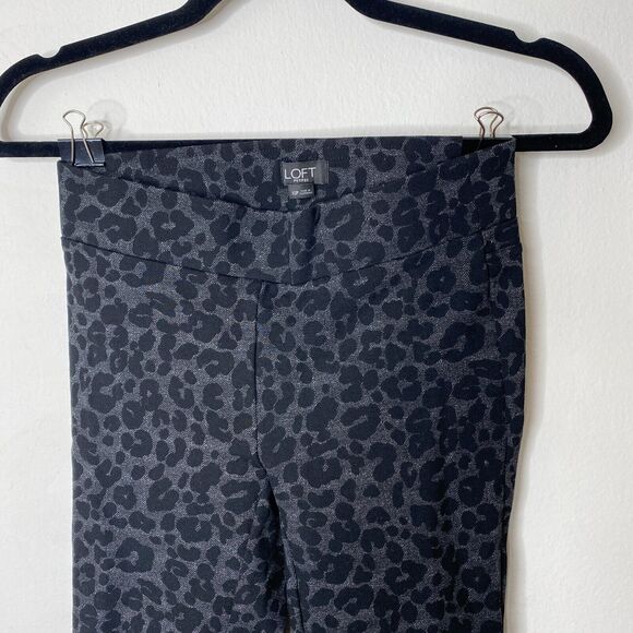 Loft Black and Gray Muted Leopard Print Ponte Leggings Jeggings High Waist XSP - Picture 2 of 10